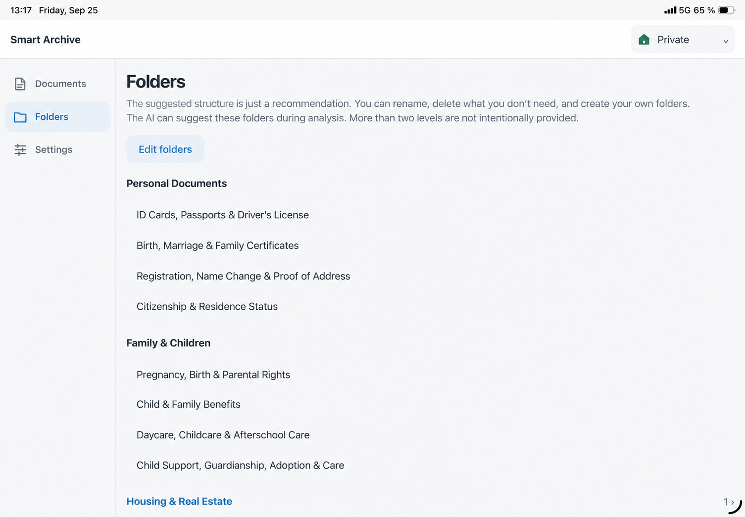 Folders on iPad