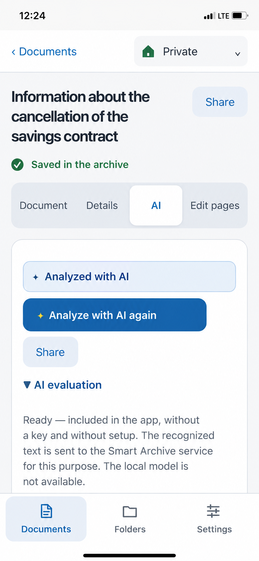 AI tab with Analyzed with AI and Analyze again with AI