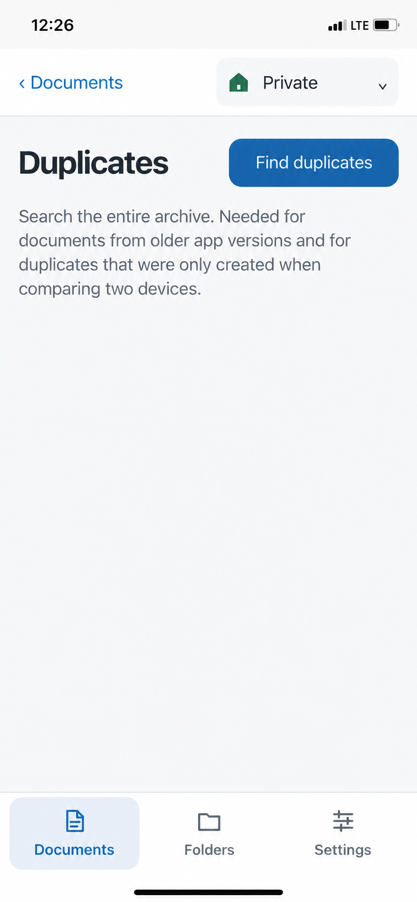 Duplicates page with Find duplicates