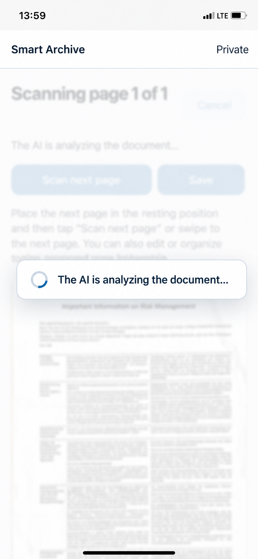 AI is analysing the document