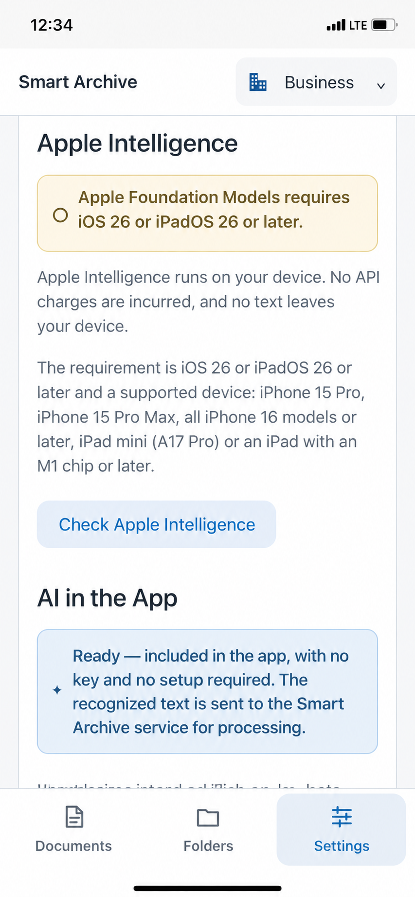 Apple Intelligence with requirements