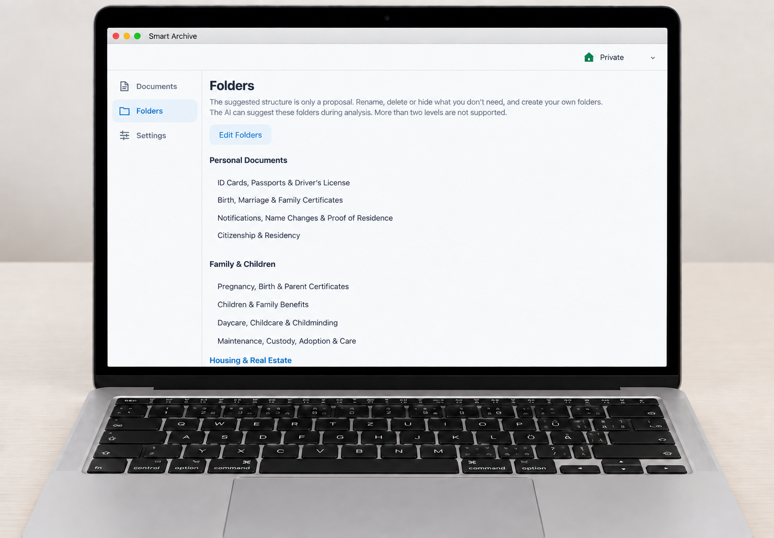Smart Archive on Mac: folders