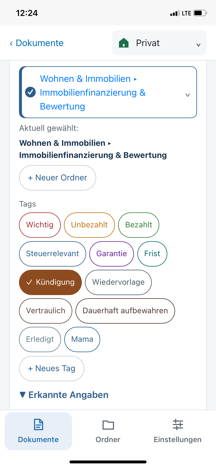 Angaben mit Tags