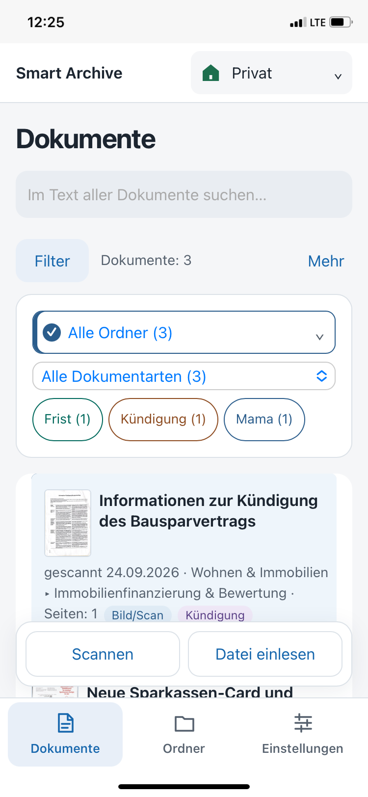 Suchfeld und aufgeklappte Filter