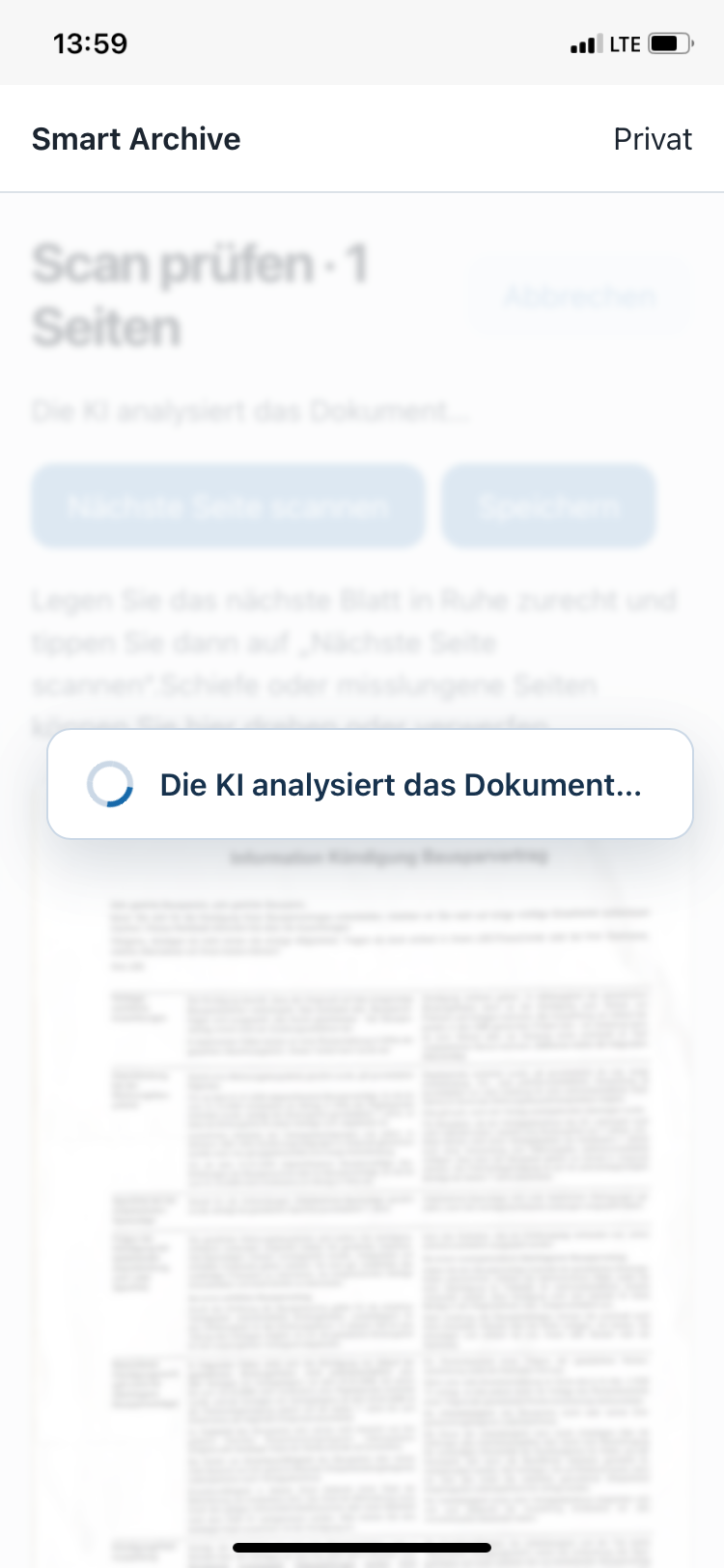 Die KI analysiert das Dokument