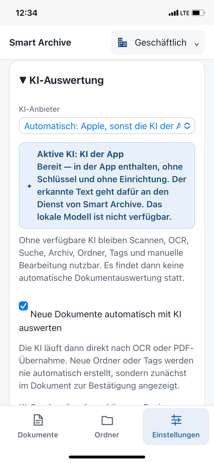 KI-Anbieter und automatische Auswertung