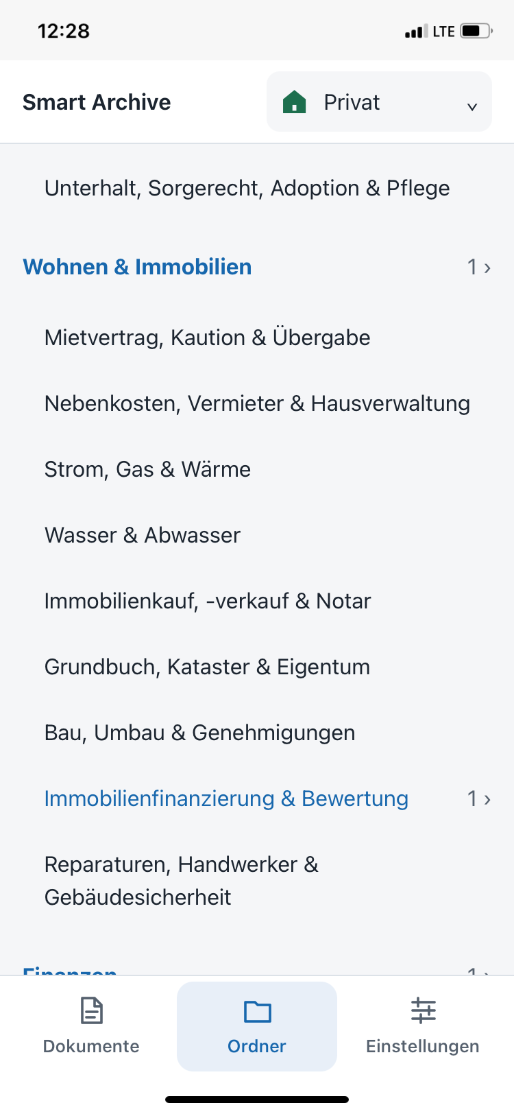 Belegte Ordner blau mit Anzahl